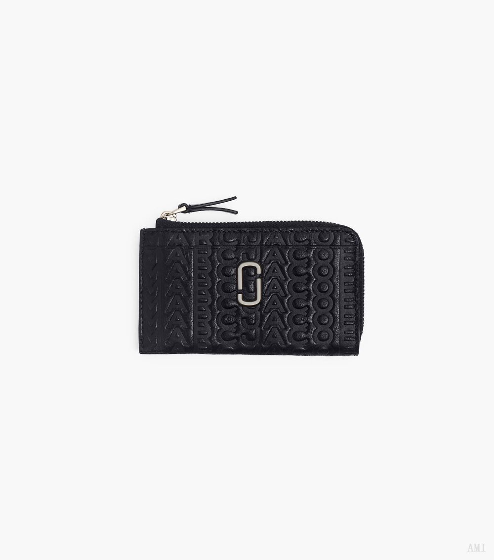 The Monogram Debossed J Marc Top Zip Multi Wallet - Black