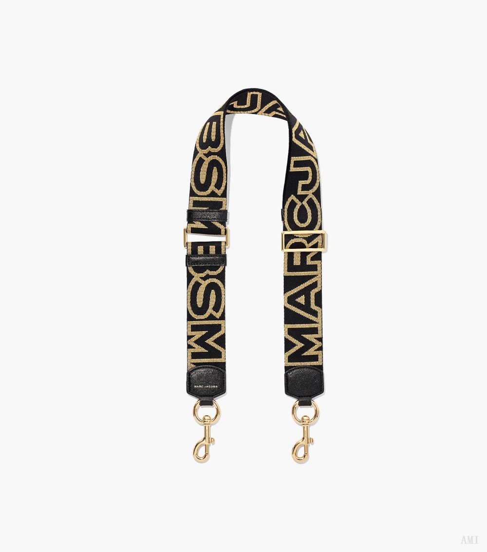 The Outline Logo Webbing Strap - Black/Gold