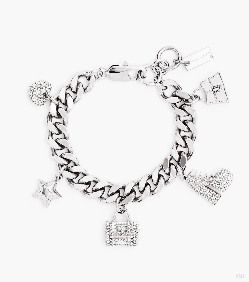 The Pave Mini Icon Charm Bracelet - Silver/Crystal